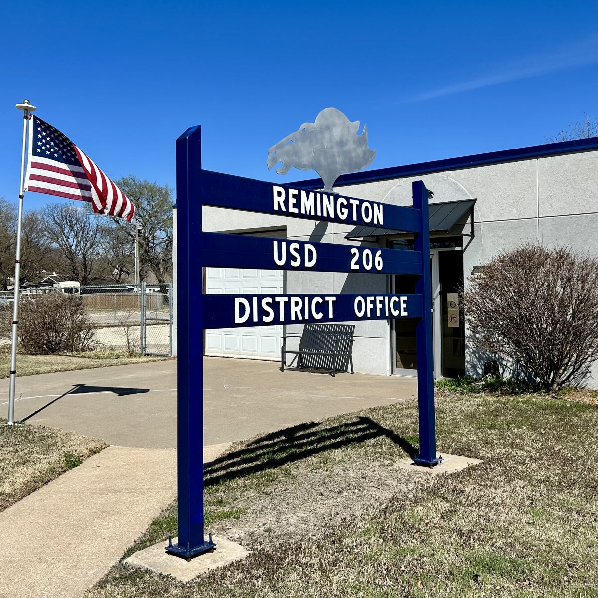 front of the USD 206 District Office on Main