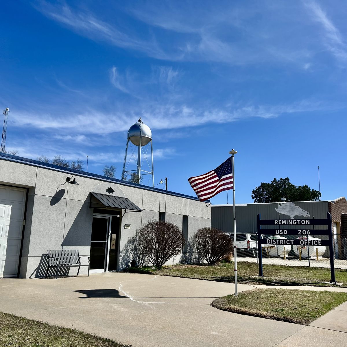 district office for 206, gray and blue building