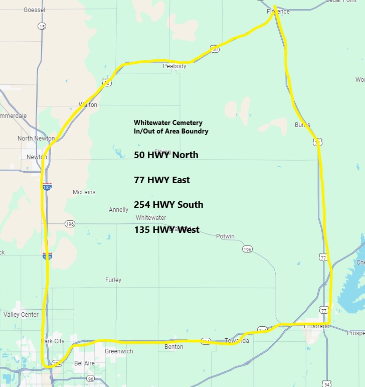 a map highlighting the surrounding HWYs as boundaries