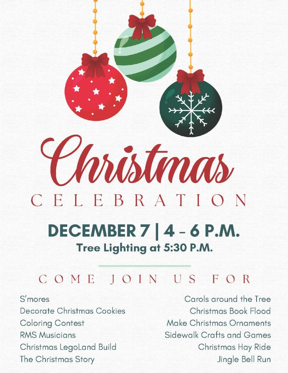 2025 Christmas Celebration on Main, Dec. 7, 4-6PM many activities, Tree lighting is at 5:30pm
