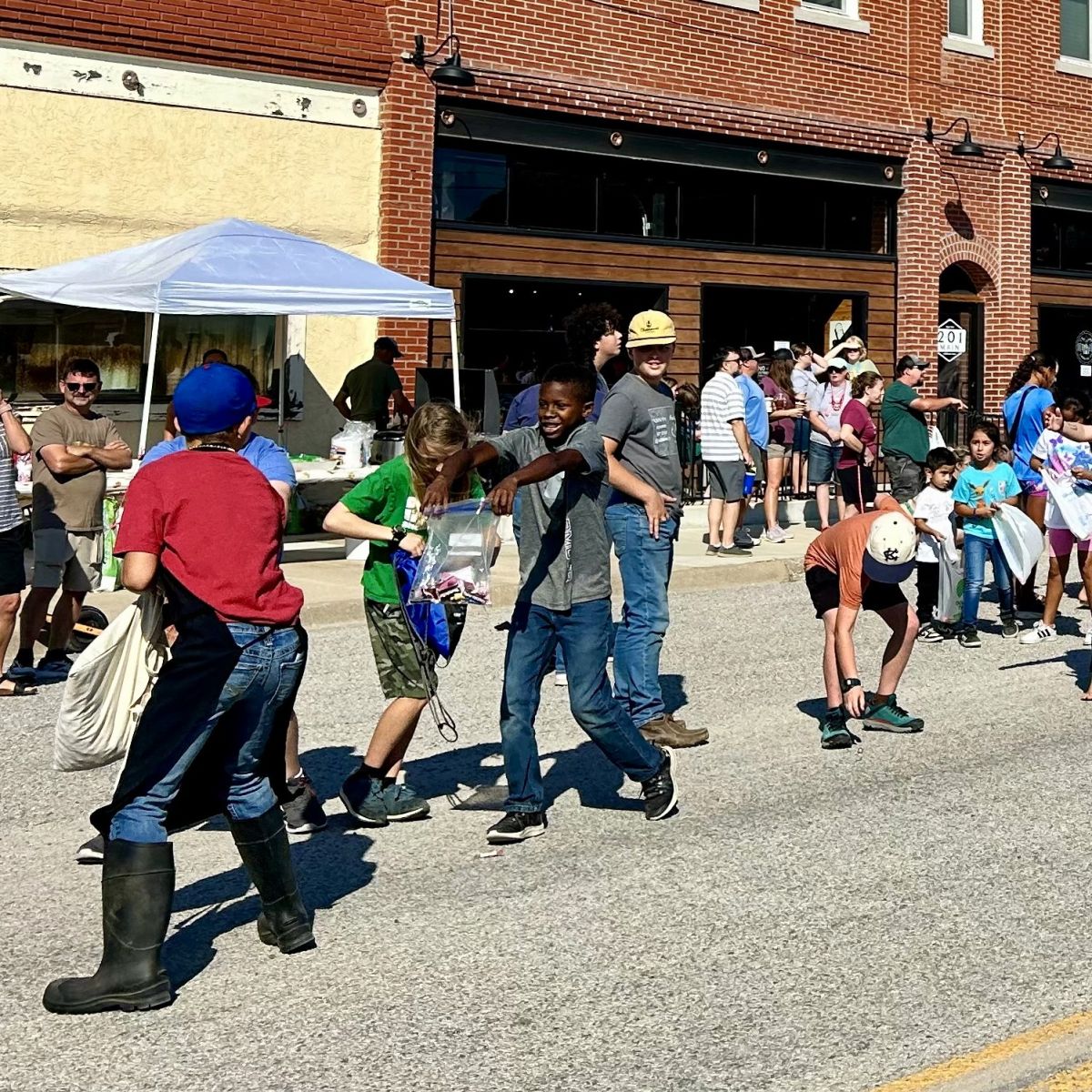 many floats threw out candy for all the kids to gather in their bags
