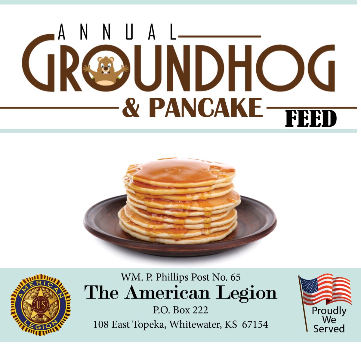 stack of pancakes and a groundhog