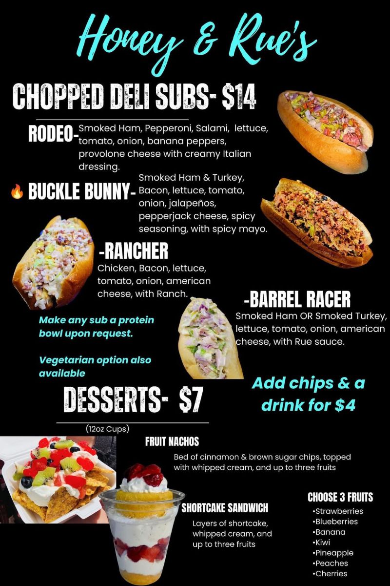 Honey & Rue's Menu options