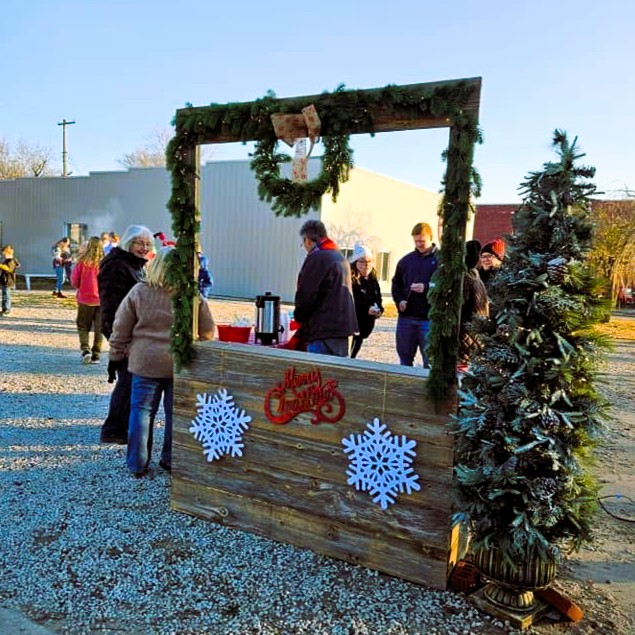 Vintage bank providing s'mores and hot drinks