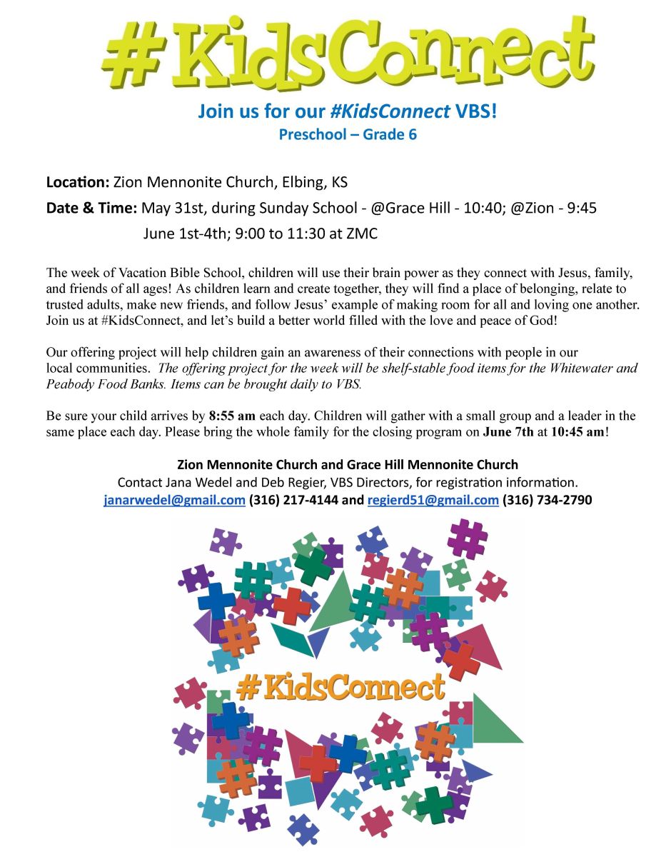 area Elbing Churchs VBS #ConnectKids May 31-June 4